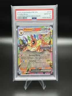 Pokemon TCG PSA 10 2025 EN Flareon ex 014/131 Prismatic Evolutions Stamp Holo - Image 2