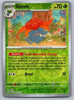 Gloom 044/165 151 Pokemon Reverse Holo Lightly Played - Image 1