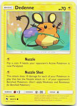 Dedenne 84/214 Common Lost Thunder Pokemon LP - Image 1