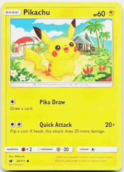 Pikachu 30/111 Common Crimson Invasion Pokemon LP - Image 1