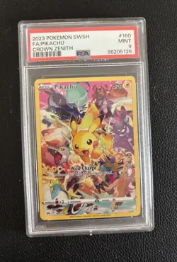 Pokemon 2023 Crown Zenith Pikachu 160/159 Secret Rare Holo Full Art PSA 9 - Image 1