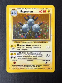 1999 Magneton 9/102 Holo Rare Pokemon Card - Base Unlimited Set - Image 2