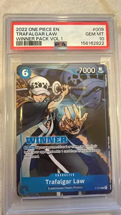 PSA 10 Gem Mint Trafalgar Law Winner Pack Promo Vol 1 2022 P-009 One Piece Card - Image 1