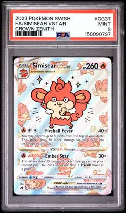 Simisear VSTAR Crown Zenith Galarian Gallery Ultra Rare Card GG37/GG70 PSA 9 - Image 1