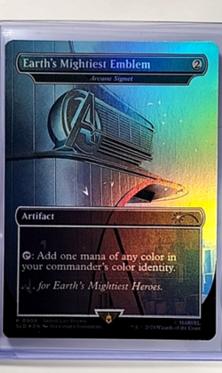 MTG Magic the Gathering SLD Secret Lair Borderless Foil Earths Mightiest Emblem - Image 1