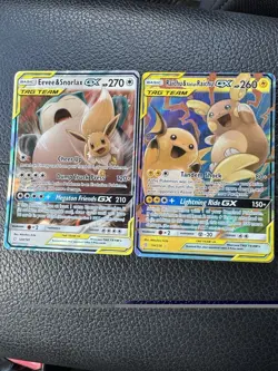 Pokemon Card Lot Of 2 Tag Team Eevee Snorlax Raichu - Image 2