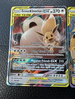 Pokemon Card Lot Of 2 Tag Team Eevee Snorlax Raichu - Image 3