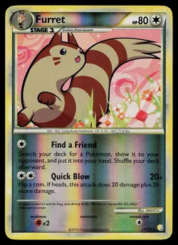 Pokemon Card - Furret HeartGold & SoulSilver 21/123 Reverse Holo Rare - Image 1