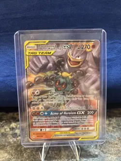 Pokemon TCG Marshadow & Machamp GX Holo Card 82/214 Sm-Unbroken Bonds - Image 1