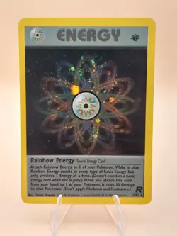 Rainbow Energy 1st Edition Holo Rare Team Rocket 17/82 Pokemon - WOTC 1999 SWIRL - Image 1