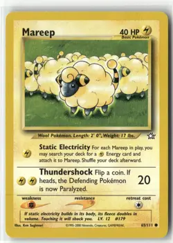 2000 Pokemon Neo Genesis Mareep 65/111 Common English - Image 1