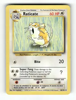 Raticate - 40/102 - Base Set Unlimited - Pokemon - Uncommon - LP - Image 1