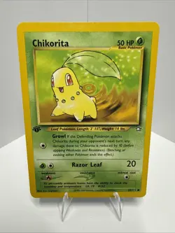 Chikorita - 54/111 Neo Genesis - 1st Edition LP-MP Vintage Pokemon TCG - 2000 - Image 1