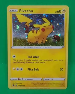 Double Swirl 🌀🌀Pikachu SWSH039 Cosmos Holo Pokemon TCG Black Star NICE! - Image 1