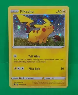 Double Swirl 🌀🌀Pikachu SWSH039 Cosmos Holo Pokemon TCG Black Star NICE! - Image 2
