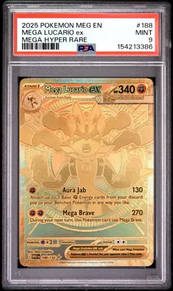 Pokemon Mega Lucario ex 188/132 PSA 9 Hyper Rare Holo Me01 English 2025 - Image 3