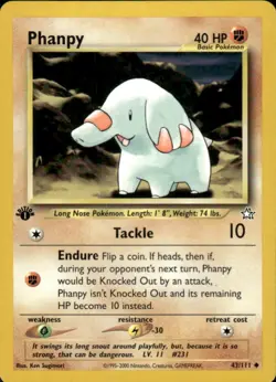 PHANPY 43/111 NEO GENESIS UNCOMMON UNLIMITED POKEMON KEN SUGIMORI - Image 1