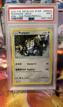 PSA 9 MINT Regigigas Holo SM243 Black Star Promo 2020 Tag Team Power Collection - Image 1