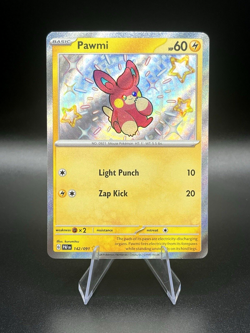 Pokemon TCG Pawmi Scarlet & Violet: Paldean Fates 142/091 Holo Shiny Rare - Image 1