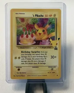 Pokemon TCG Birthday Pikachu 24 Wotc Promo Holo English 1999 50 HP - Image 1