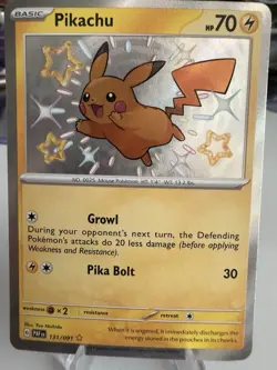 Pokemon TCG Paldean Fates Pikachu Holo Trading Card 131/091 SV - Image 1
