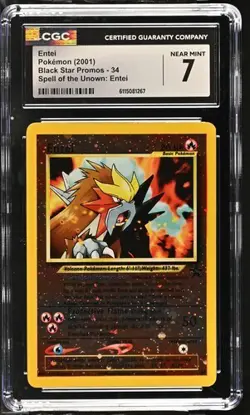 ENTEI BLK STAR PROMO HOLO #34 - 2001 POKEMON SPELL OF THE UNKNOWN ENTEI CGC NM 7 - Image 1