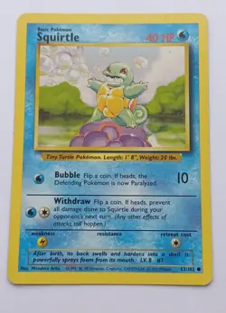 Pokemon TCG Squirtle 63/102 Base Set Card NM/LP Condition 1999 - Image 2