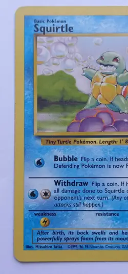 Pokemon TCG Squirtle 63/102 Base Set Card NM/LP Condition 1999 - Image 3