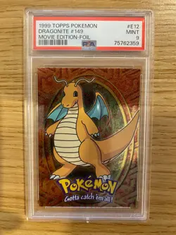 PSA 9 Mint 1999 Topps Pokemon Movie Dragonite #149 Holo Foil #E12 - Image 1
