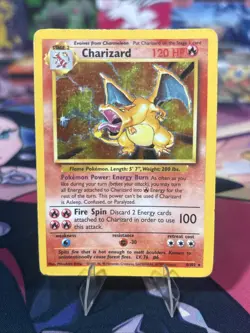 Charizard 4/102 Base Set Holo Unlimited 1999 English HEAVY PLAY Pokemon - Image 1