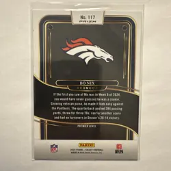 Panini 2024 Select Football Bo Nix #117 Broncos Rookie Premier Prizm Card - Image 2