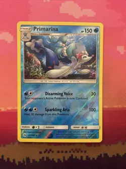 Pokemon Card Primarina Sun & Moon Reverse Holo Rare 41/149 Near Mint - Image 1