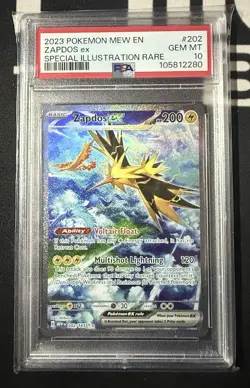 Zapdos EX 202/165 Scarlet & Violet 151 Special Illustration Rare Pokemon PSA 10 - Image 1