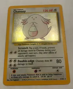 Pokemon TGC - Chansey - 3/102 Base Set Unlimited Holo Rare - Lightly played - Image 1