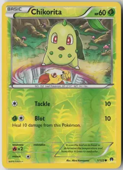 Chikorita 1/122 Common BREAKpoint Pokemon Reverse Holo Lightly Played - Image 1
