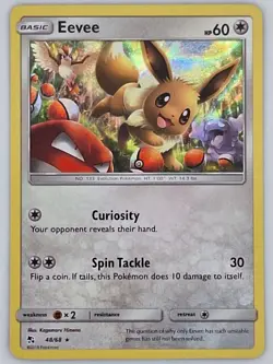 Eevee 48/68 Pokemon - Holo Sun & Moon Hidden Fates MP - Image 1
