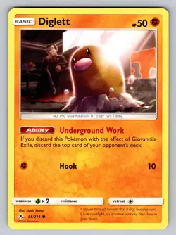 Diglett 85/214 Common Unbroken Bonds Pokemon Moderately Played - Image 1