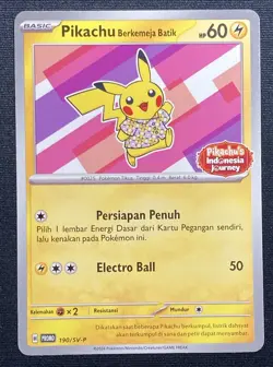 Pikachu In Batik Shirt Indonesian Journey Promo 2024 Pokemon #190/SV-P LP - Image 1