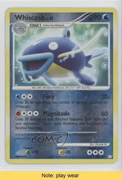 Whiscash Reverse Foil Pokemon Diamond & Pearl Mysterious Treasures #40 READ 2f4 - Image 1