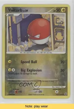 Voltorb Reverse Foil Pokemon Diamond & Pearl Secret Wonders #117 2007 READ 2f4 - Image 1