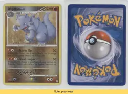 Rhydon Reverse Foil Pokemon Diamond & Pearl Base Set #60 2007 READ 2f4 - Image 3