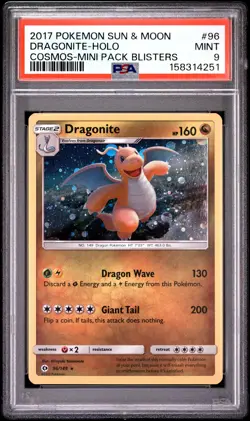 2017 Pokemon Sun & Moon Cosmos 96 Dragonite Holo PSA 9 158314251 - Image 1