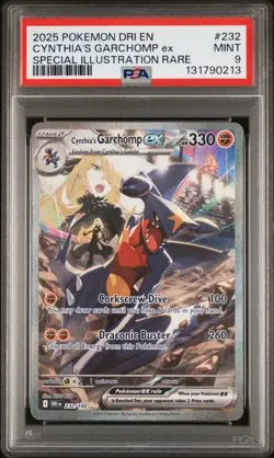 2025 POKEMON DRI EN-DESTINED RIVALS #232 CYNTHIA'S GARCHOMP EX PSA 9 - Image 1