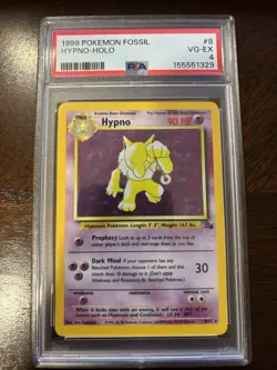 Pokemon TCG 1999 Fossil Hypno Holo Rare 8/62 English PSA 4 Graded - Image 1