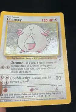 Pokemon TCG Chansey 3/130 Base Set 2 Holo Rare Basic 120HP 1999 Card - Image 2