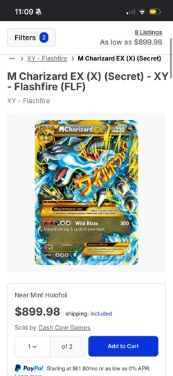 M Charizard EX (X) (Secret) 108/106 Flashfire Holo - Image 1