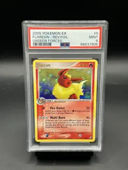 FLAREON REVERSE HOLO UNSEEN FORCES PSA 9 2005 flareon #5 Rare - Image 1