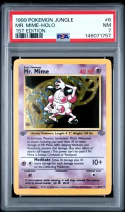 1999 Pokemon Jungle - Mr. Mime 6/64 - Holo - 1st Edition - PSA Graded: 7 - Image 1