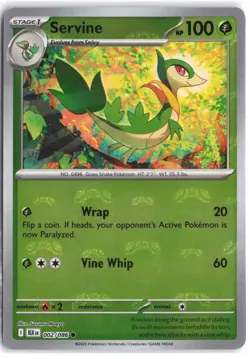 Servine (Master Ball Pattern) 002/086 Holo Common Black Bolt Pokemon NM - Image 1