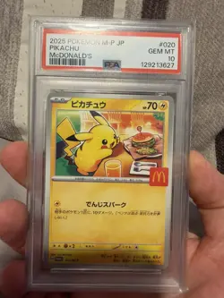 2025 POKEMON JAPANESE M-P PROMO MCDONALD'S #020 PIKACHU PSA 10 - Image 3